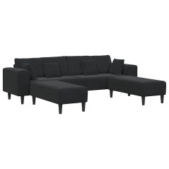 vidaXL Divano in Velluto con cuscino con cuscino 3 pcs Nero 208 cm Velluto