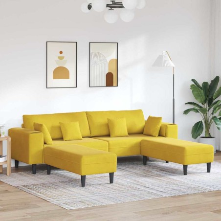 vidaXL Divano in Velluto con cuscino con cuscino 3 pcs Giallo 208 cm Velluto