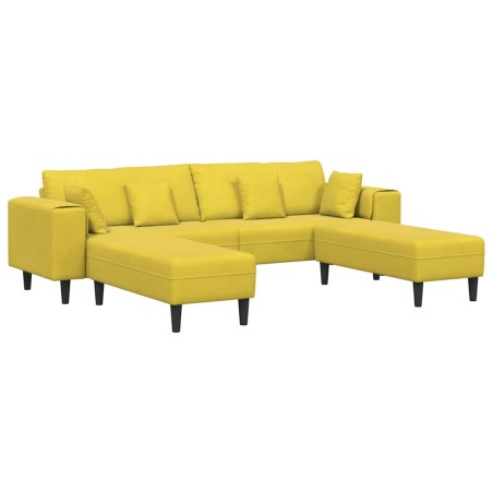 vidaXL Divano in Velluto con cuscino con cuscino 3 pcs Giallo 208 cm Velluto