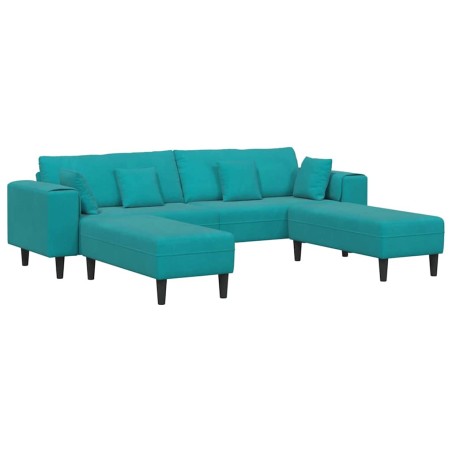 vidaXL Divano in Velluto con cuscino con cuscino 3 pcs Turchese 208 cm Velluto