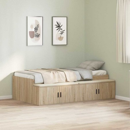 vidaXL Struttura letto con contenitore Rovere Sonoma 90x200 cm