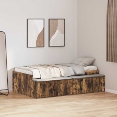 vidaXL Letto contenitore Rovere Affumicato 90x190 cm