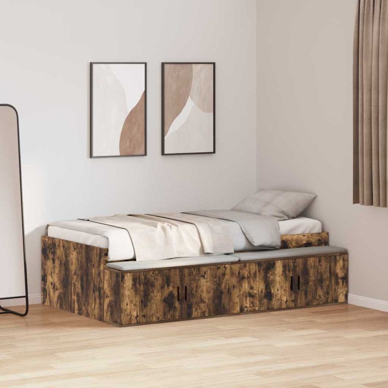 vidaXL Struttura letto Rovere Affumicato 75x190 cm