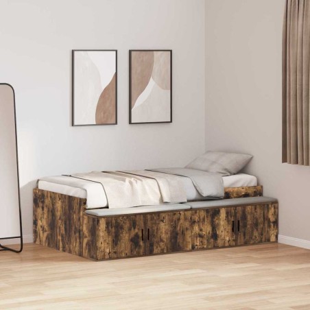 vidaXL Struttura letto Rovere Affumicato 75x190 cm