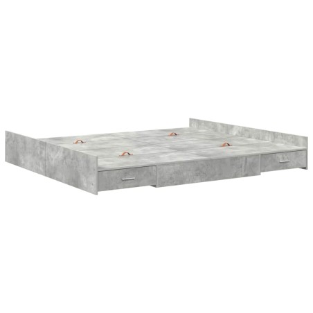 vidaXL Struttura letto con contenitore Grigio cemento 200 x 200 cm