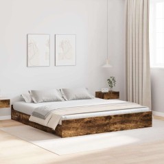 vidaXL Struttura letto con contenitore Rovere fumo 200 x 200 cm