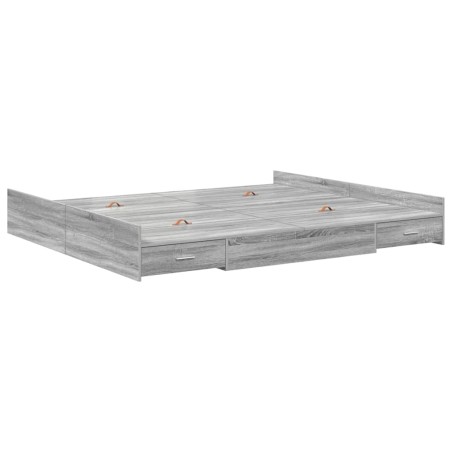 vidaXL Struttura letto con contenitore Grigio sonoma 200 x 200 cm