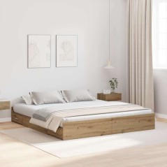 vidaXL Struttura letto con contenitore rovere artigianale 200 x 200 cm