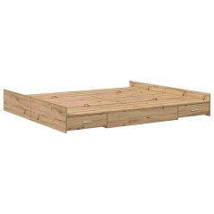 vidaXL Struttura letto con contenitore rovere artigianale 200 x 200 cm