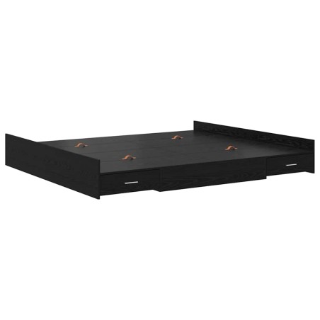 vidaXL Struttura letto con contenitore Rovere nero 180 x 200 cm