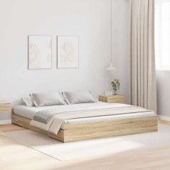 vidaXL Struttura letto con contenitore rovere sonoma 180 x 200 cm