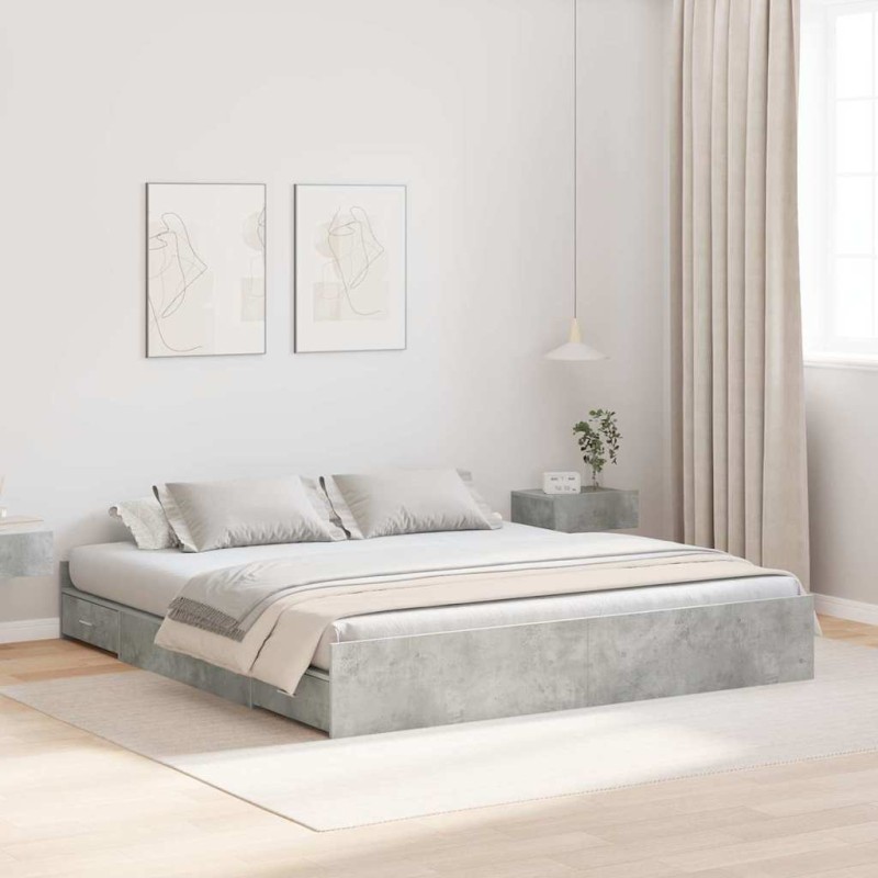 vidaXL Struttura letto con contenitore Grigio cemento 180 x 200 cm