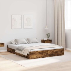 vidaXL Struttura letto con contenitore Rovere fumo 150 x 200 cm