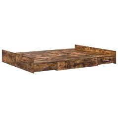 vidaXL Struttura letto con contenitore Rovere fumo 150 x 200 cm