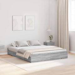 vidaXL Struttura letto con contenitore Grigio sonoma 150 x 200 cm