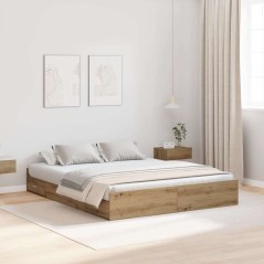 vidaXL Struttura letto con contenitore rovere artigianale 140 x 200 cm