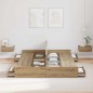 vidaXL Struttura letto con contenitore rovere artigianale 140 x 200 cm