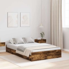 vidaXL Struttura letto con contenitore Rovere fumo 120 x 200 cm