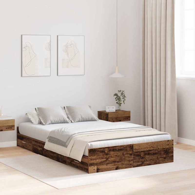 vidaXL Struttura letto con contenitore Legno vecchio 120 x 200 cm vidaXL Struttura letto con contenitore Legno vecchio 120 x 200 cm