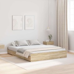vidaXL Struttura letto con contenitore rovere sonoma 140 x 190 cm