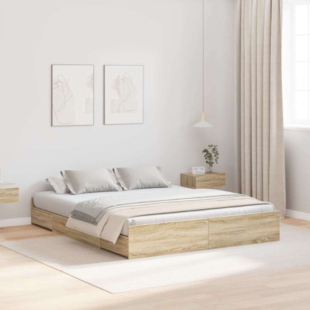 vidaXL Struttura letto con contenitore rovere sonoma 140 x 190 cm