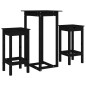 Set da Bar 3 pz Nero in Legno Massello di Pino Set da Bar 3 pz Nero in Legno Massello di Pino