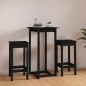Set da Bar 3 pz Nero in Legno Massello di Pino Set da Bar 3 pz Nero in Legno Massello di Pino
