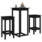Set da Bar 3 pz Nero in Legno Massello di Pino Set da Bar 3 pz Nero in Legno Massello di Pino