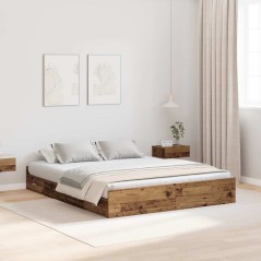 vidaXL Struttura letto con contenitore Legno vecchio 140 x 190 cm