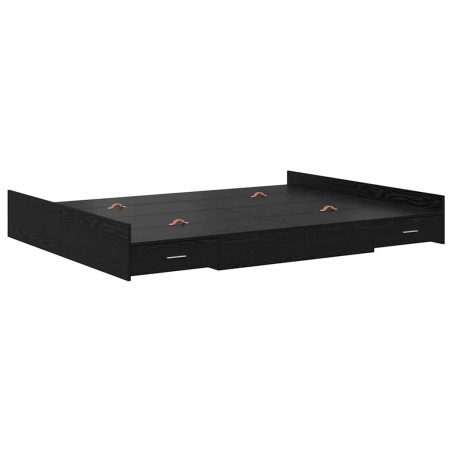 vidaXL Struttura letto con contenitore Rovere nero 135 x 190 cm