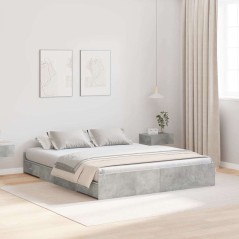 vidaXL Struttura letto con contenitore Grigio cemento 135 x 190 cm