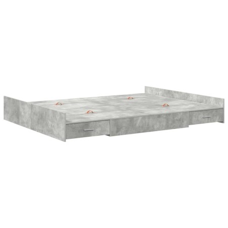 vidaXL Struttura letto con contenitore Grigio cemento 135 x 190 cm