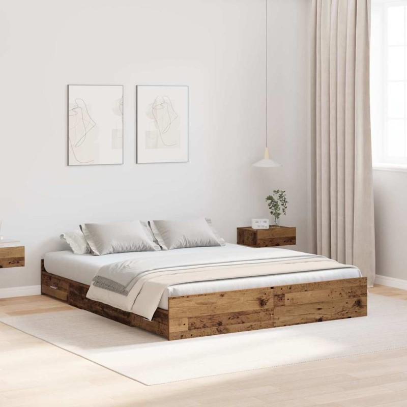 vidaXL Struttura letto con contenitore Legno vecchio 135 x 190 cm vidaXL Struttura letto con contenitore Legno vecchio 135 x 190 cm