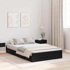 vidaXL Struttura letto con contenitore Rovere nero 120 x 190 cm