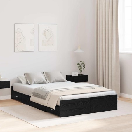 vidaXL Struttura letto con contenitore Rovere nero 120 x 190 cm