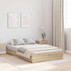 vidaXL Struttura letto con contenitore rovere sonoma 120 x 190 cm MDF