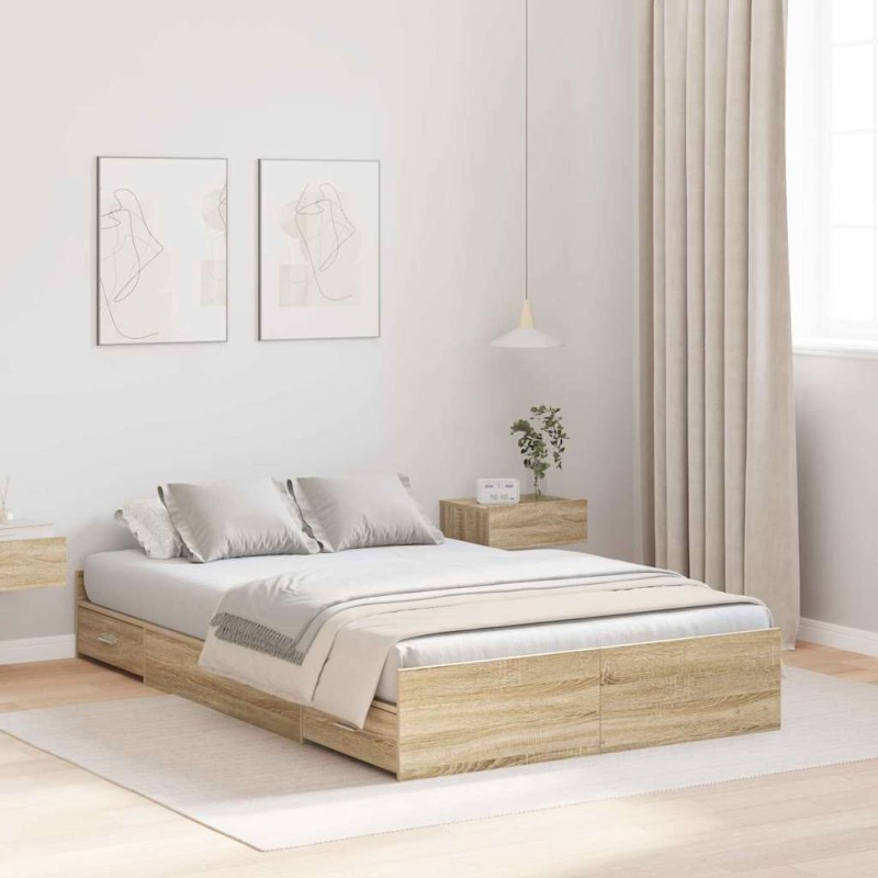 vidaXL Struttura letto con contenitore rovere sonoma 120 x 190 cm MDF vidaXL Struttura letto con contenitore rovere sonoma 120 x 190 cm MDF