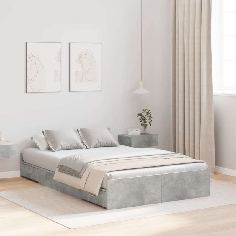 vidaXL Struttura letto con contenitore Grigio cemento 120 x 190 cm MDF