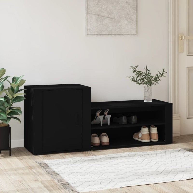 Scarpiera Nera 130x35x54 cm in Legno Multistrato Scarpiera Nera 130x35x54 cm in Legno Multistrato