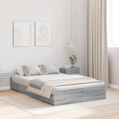 vidaXL Letto con contenitore Grigio Sonoma Grigio sonoma 120 x 190 cm