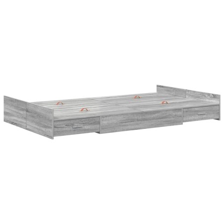 vidaXL Letto con contenitore Grigio Sonoma Grigio sonoma 120 x 190 cm