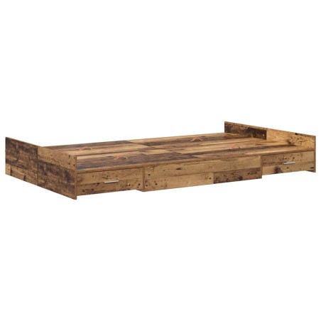 vidaXL Struttura Letto Contenitore vitaXL in Legno Invecchiato, 120 x 190 cm, Legno Ingegnerizzato