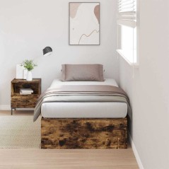 vidaXL Letto contenitore in rovere affumicato 80x200 cm