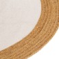 Tappeto Intrecciato Bianco e Naturale 180cm Juta Cotone Rotondo Tappeto Intrecciato Bianco e Naturale 180cm Juta Cotone Rotondo