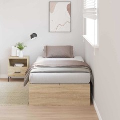 vidaXL Letto con contenitore in Rovere Sonoma 90x200 cm