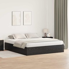 vidaXL Letto con contenitore in rovere nero 200x200 cm