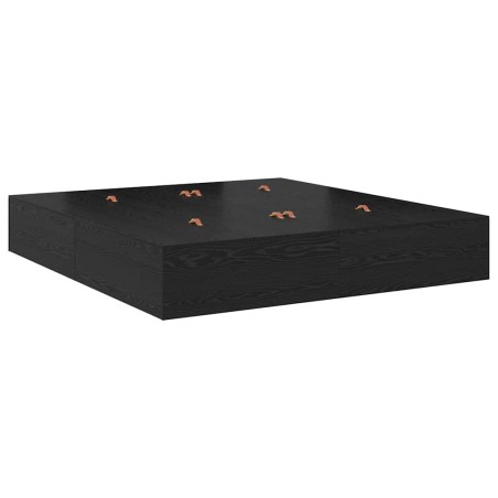 vidaXL Letto con contenitore in rovere nero 200x200 cm