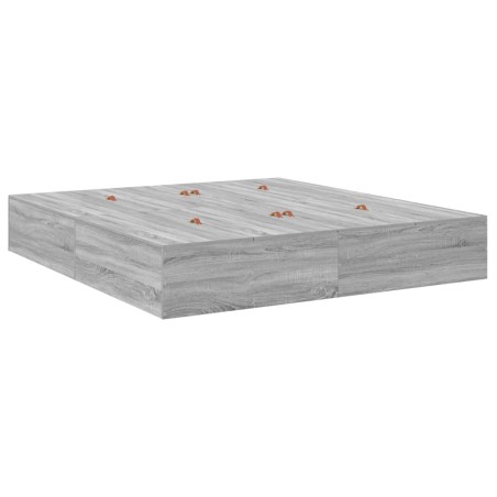 vidaXL Letto con contenitore grigio Sonoma 200x200 cm
