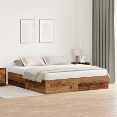 vidaXL Struttura del letto con contenitore in legno antico 200x200 cm
