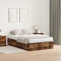 vidaXL Letto con contenitore in rovere affumicato, 120x200 cm
